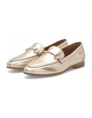 Metallic Gold Loafers with Decorative Bit Detail