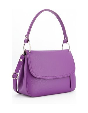 Textured Purple Flap Bag with Silver Hardware