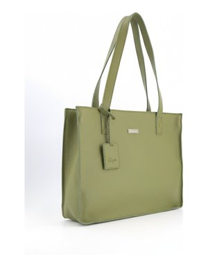 Green Textured Tote Bag