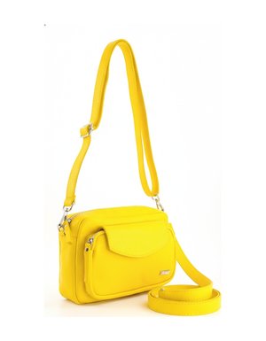 Vibrant Yellow Leather Crossbody Shoulder Bag