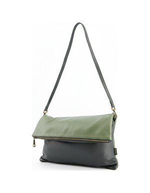 Two-tone Green Foldover Shoulder Bag