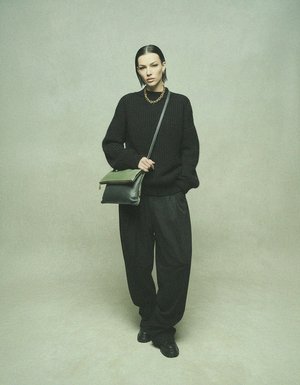 Two-tone Green Foldover Shoulder Bag