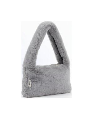 Chic Grey Faux Fur Handbag