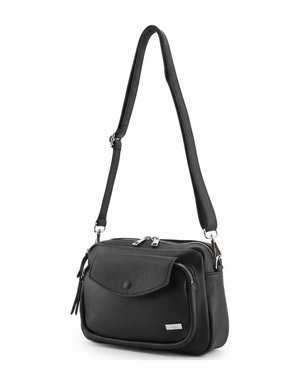 Black Textured Crossbody Bag with Adjustable Strap