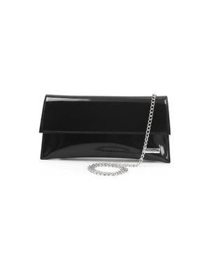 Sleek Black Patent Clutch Bag with Chain Strap