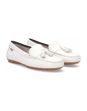 Classic White Leather Tassel Loafers