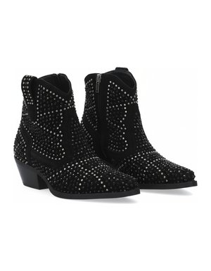 Black Studded Western Ankle Boots