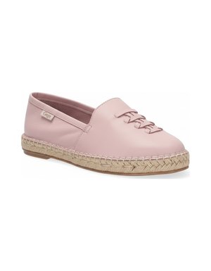 Pink Leather Espadrille Flats with Braided Jute Sole