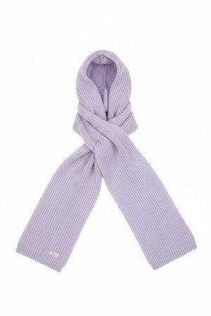 Soft Ribbed Knit Hooded Scarf - Lavender