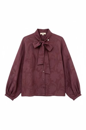 Elegant Patterned Pussy-Bow Blouse