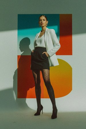 Black Geometric Pattern Sheer Tights