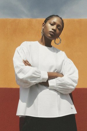 Relaxed Fit Voluminous Sleeve Blouse