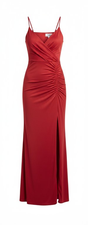 Elegant Red Maxi Dress with High Slit