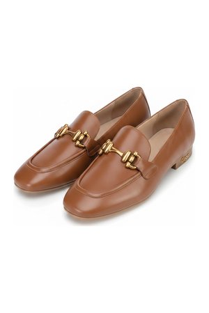 Brown Leather Loafers with Gold Horsebit Buckle