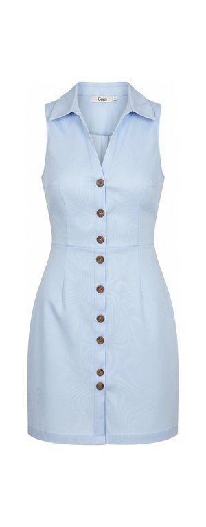 Sleeveless Collared Button-Down Mini Dress