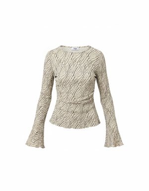 Textured Patterned Long Sleeve Blouse