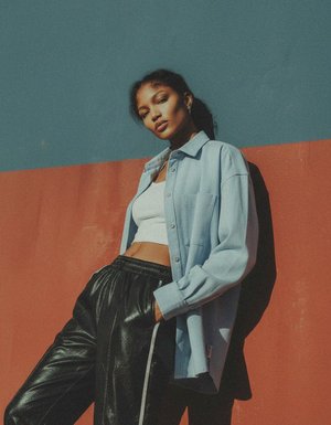 Oversized Light Blue Button-Up Shirt