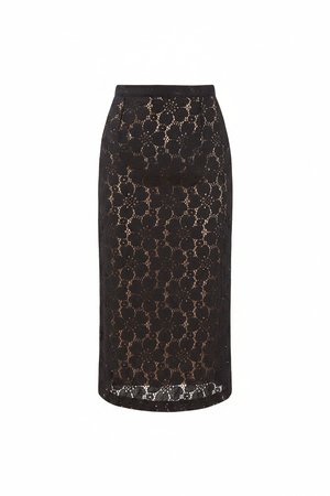 Elegant Black Lace Midi Skirt