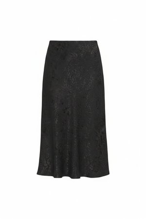 Black Patterned Midi Skirt
