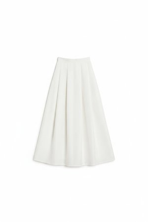 Elegant White Pleated Midi Skirt