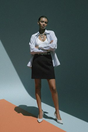 Textured Black Mini Skirt