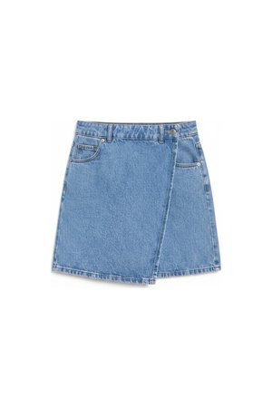 Blue Denim Wrap Mini Skirt