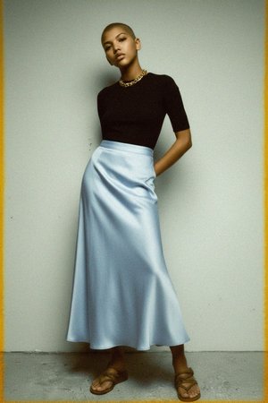 Flowy Light Blue Maxi Skirt