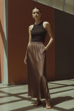 Flowy Brown Maxi Skirt