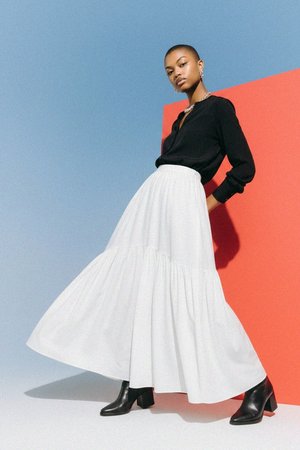 Flowy White Tiered Maxi Skirt