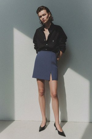 Chic Mini Skirt with Front Slit Detail