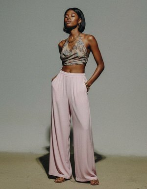 Flowy Pink Wide-Leg Pants