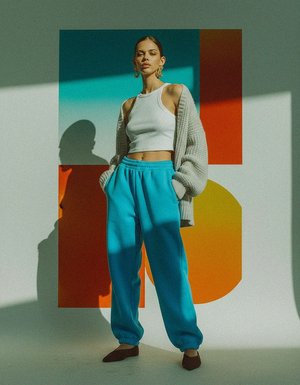 Oversize Blue Fleece Jogger Pants