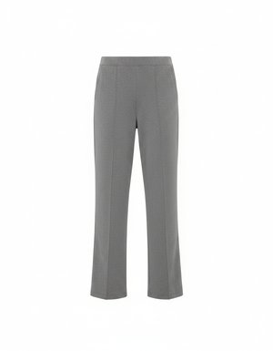 Regular Fit Grey Pants with Center Seam Detail