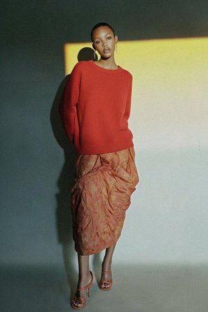 Vibrant Red Knit Sweater with Relaxed Fit