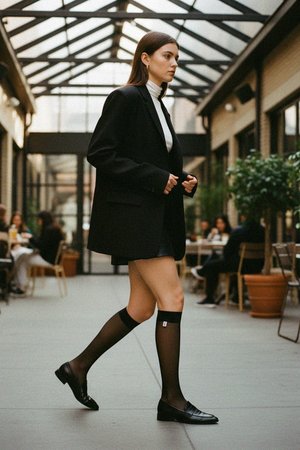 Sheer Black Knee-High Socks