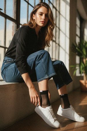 Sheer Black Ankle Socks