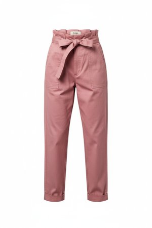 Stylish Pink Paper-Bag Waist Regular Pants