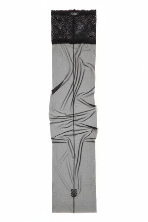 Elegant Black Seamed Hold-Ups with Lace Trim