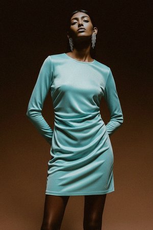 Shimmering Long Sleeve Mini Dress