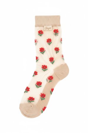 Sheer Floral Embroidered Ankle Socks