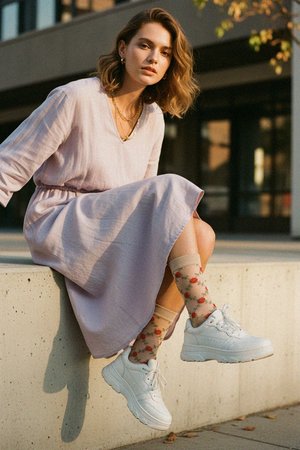 Sheer Floral Ankle Socks