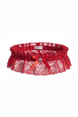 Red Lace Garter with Bow Detail