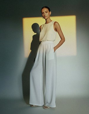 Flowy White Wide Leg Pants