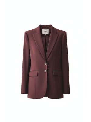 Burgundy Structured Blazer with Notched Lapels