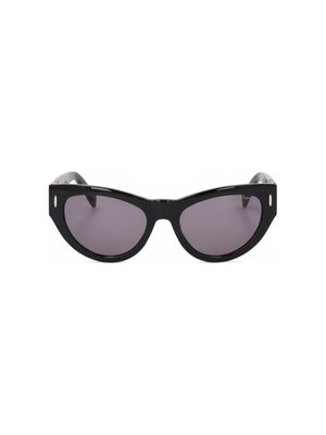 Sleek Black Cat-Eye Sunglasses with Gold Accents