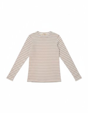 Ribbed Striped Long-Sleeve Knit Top