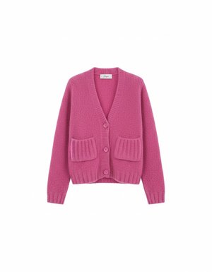 Soft Knit Pink Cardigan with Front Pockets