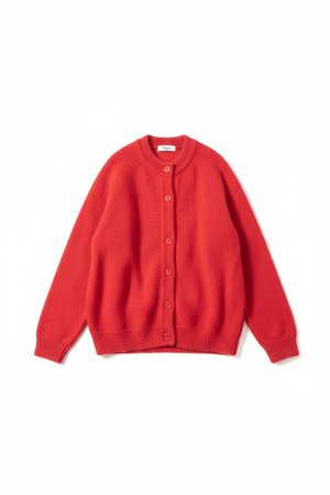 Oversize Red Knit Button-Up Cardigan