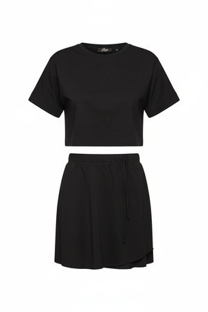 Black Crop Top & Mini Skirt Co-ord Set