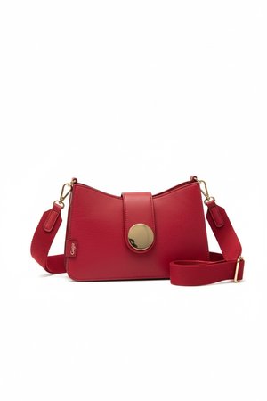Chic Red Shoulder Bag with Gold Accent